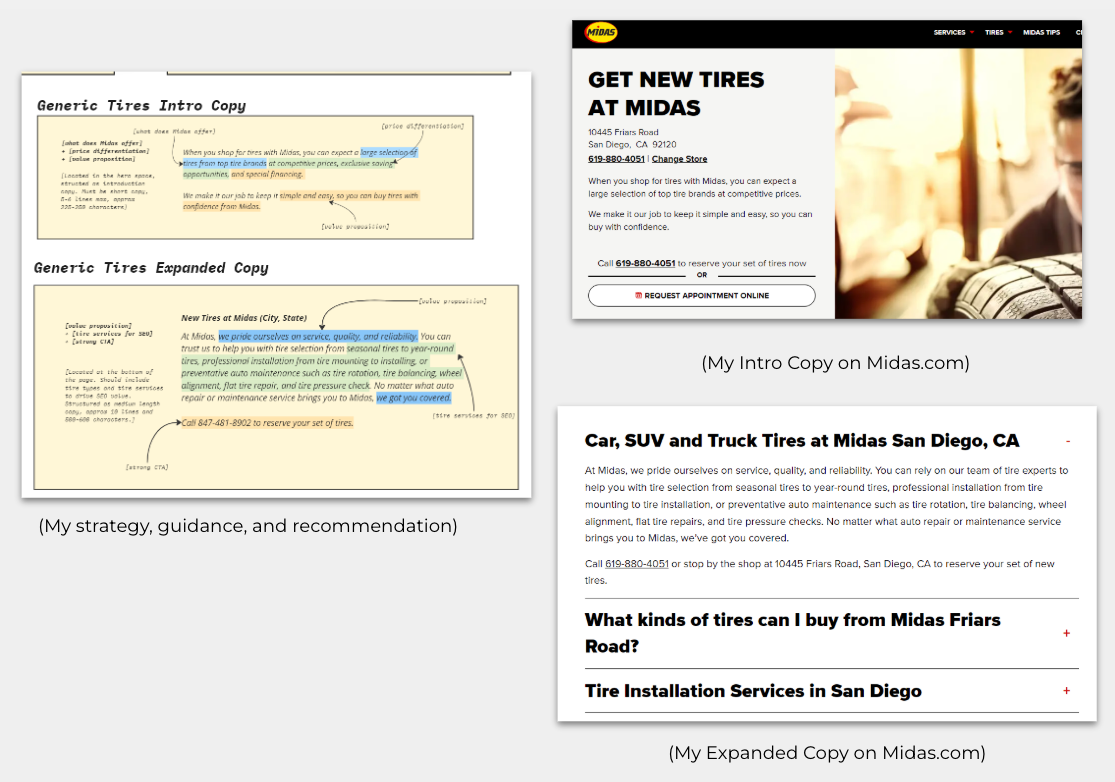 SLive Midas.com service page + copy framework document